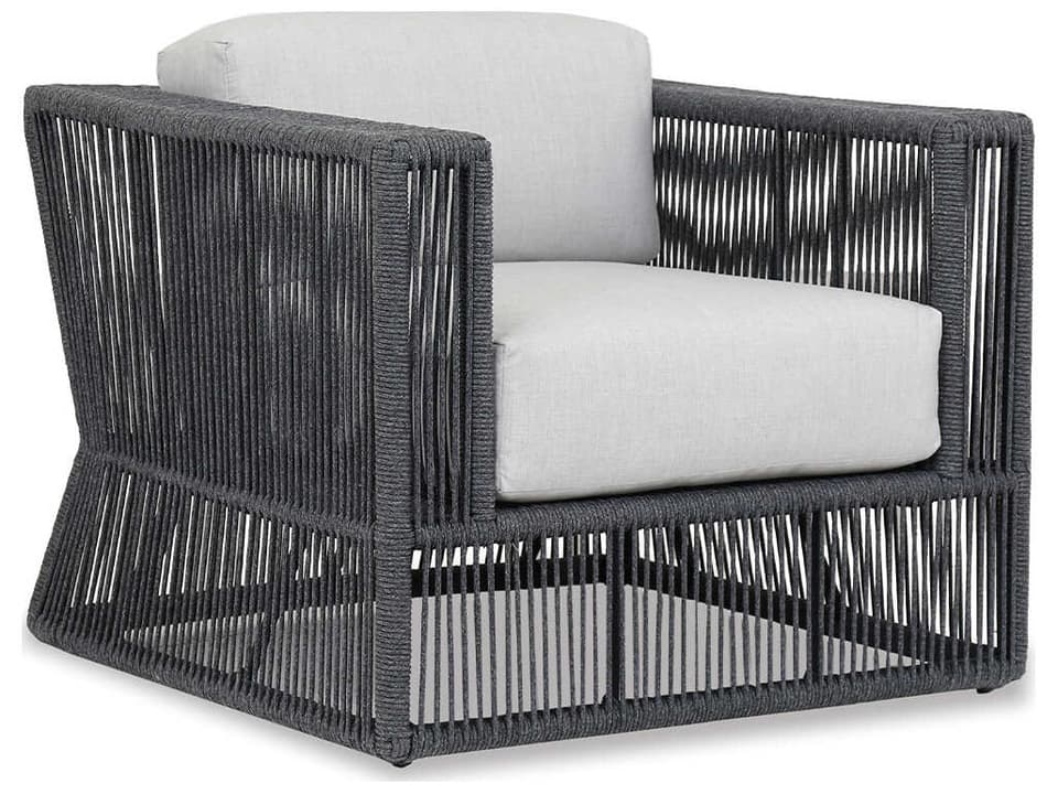 Milano Woven Rope Outdoor Lounge Chair in Charcoal Gray