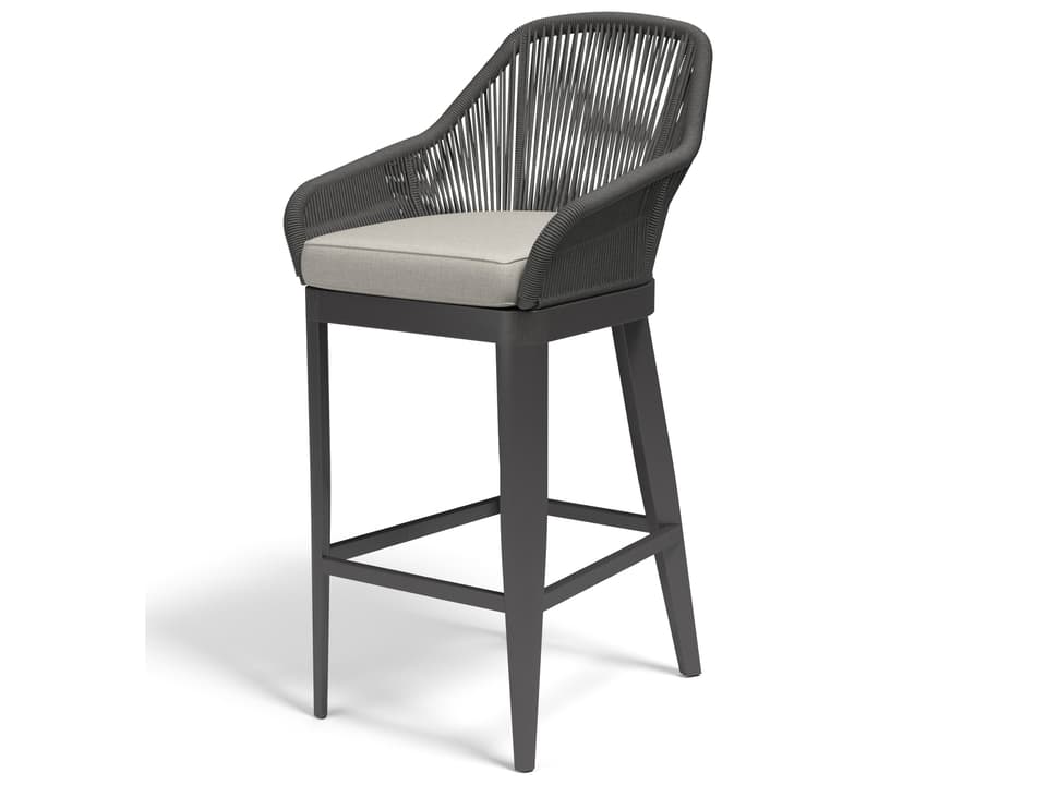 Milano Rope Outdoor Patio Bar Stool in Echo Ash