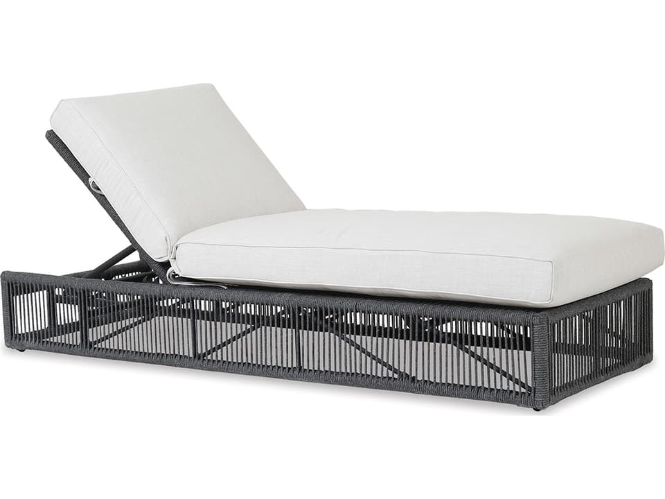 Milano Woven Rope Adjustable Outdoor Patio Chaise Lounge in Echo Ash