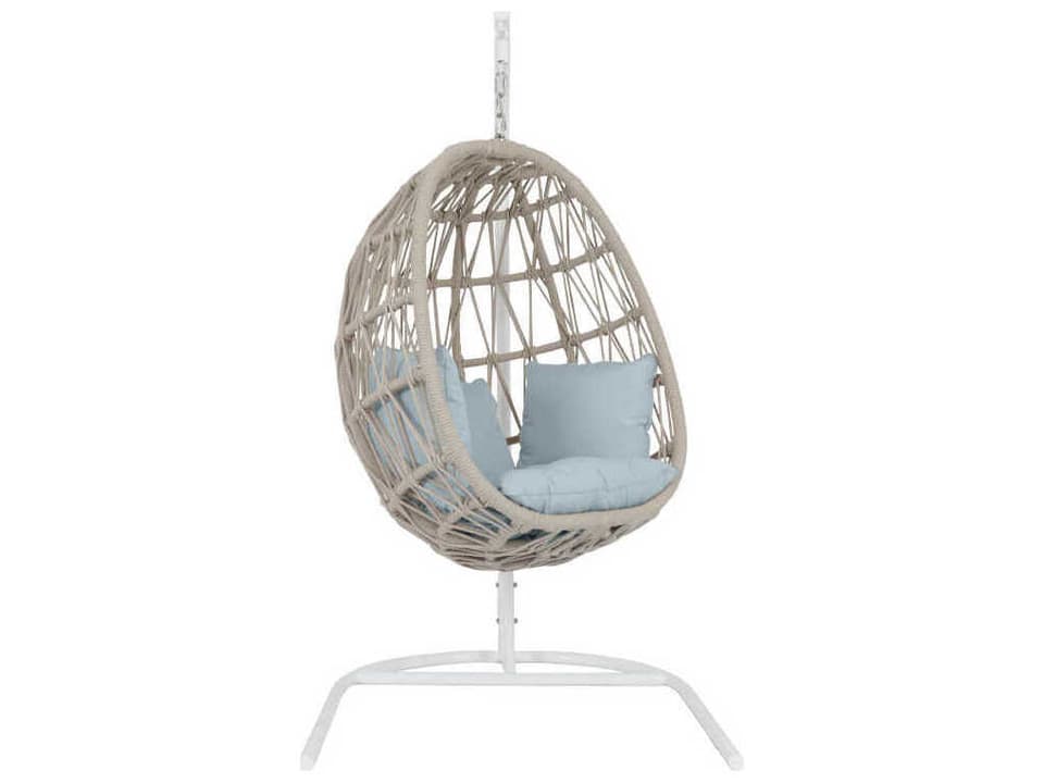 Dana Rope Cushion Swing with Hanging Base in Natural Linen