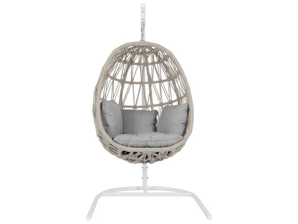 Dana Natural Rope Cushion Swing with Stand in Natural Linen