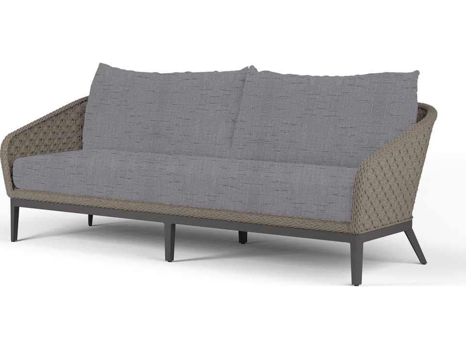 Marbella Rope Patio Sofa with Sunbrella Cushions in Graphite
