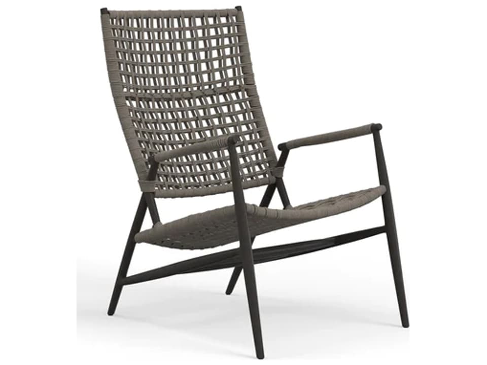 Grigio Rope Aluminum Highback Accent Chair in Graphite Stone Grey