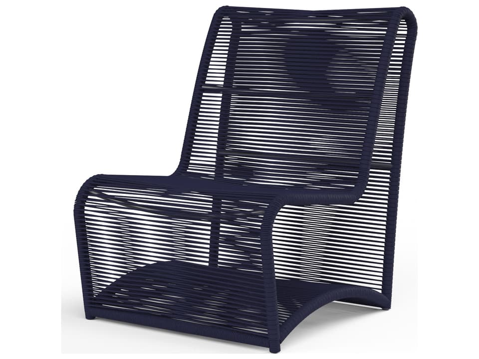 Marino Armless Club Chair with Navy Olefin Rope