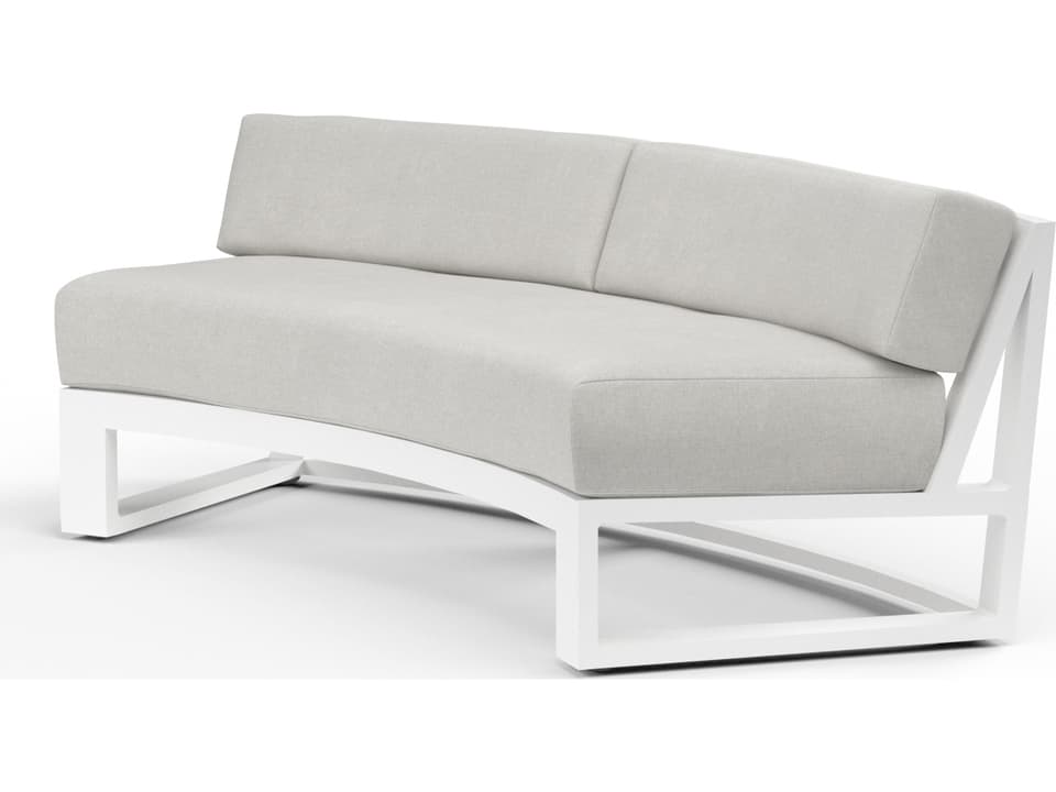 Newport Curved Aluminum Patio Sofa with Sunbrella Cushions in Frost