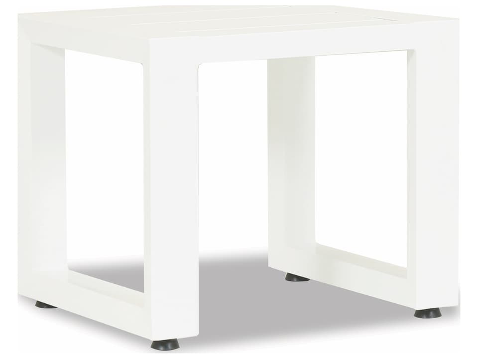 Newport 20-Inch Square Aluminum End Table in Satin White