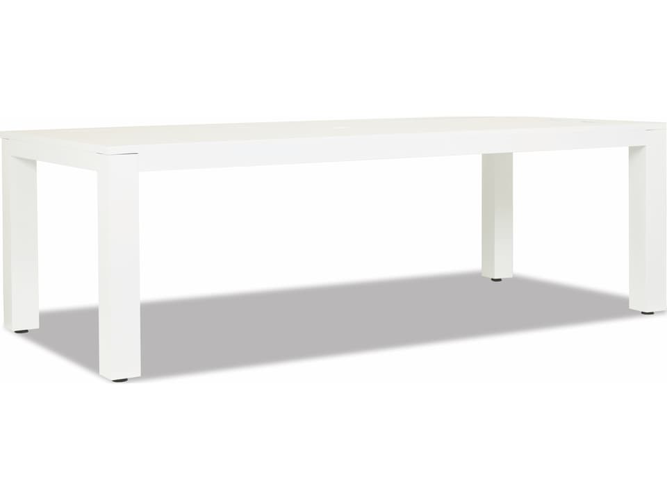 Newport Frosted White Aluminum Rectangular Patio Dining Table