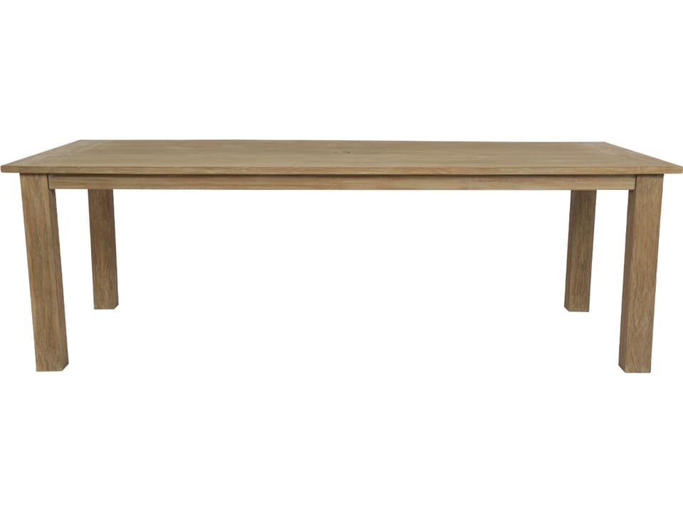 Coastal Teak 91-Inch Rectangular Dining Table with Umbrella Hole