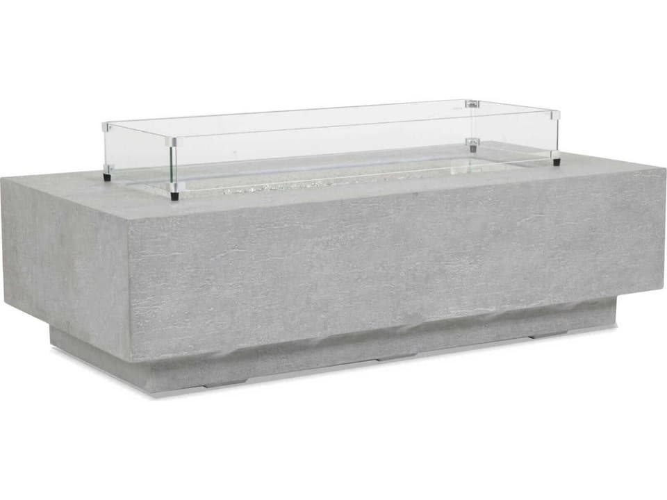 Bazaar 60-Inch Gravelstone Concrete Rectangular Fire Pit Table
