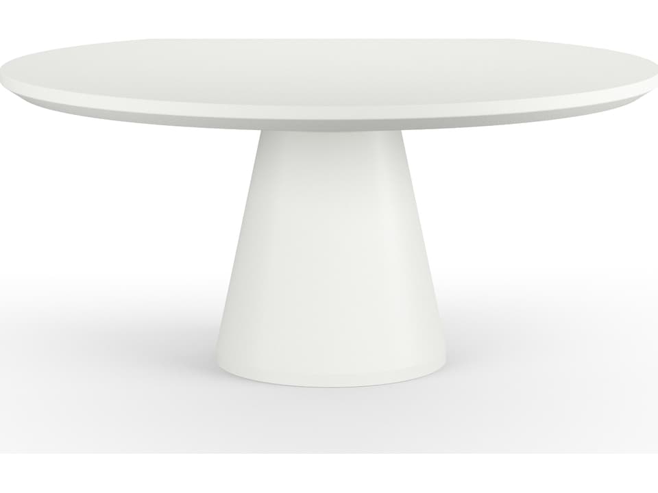 Pedestal Round Outdoor Patio Dining Table in Bone