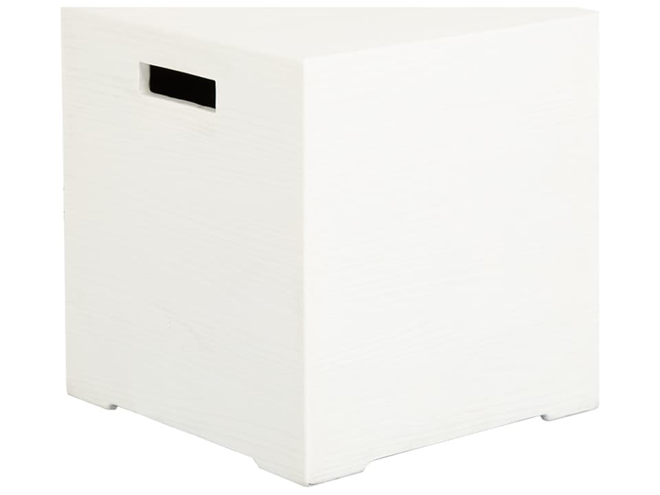 Faux Bois Square End Table Tank Cover in Bone