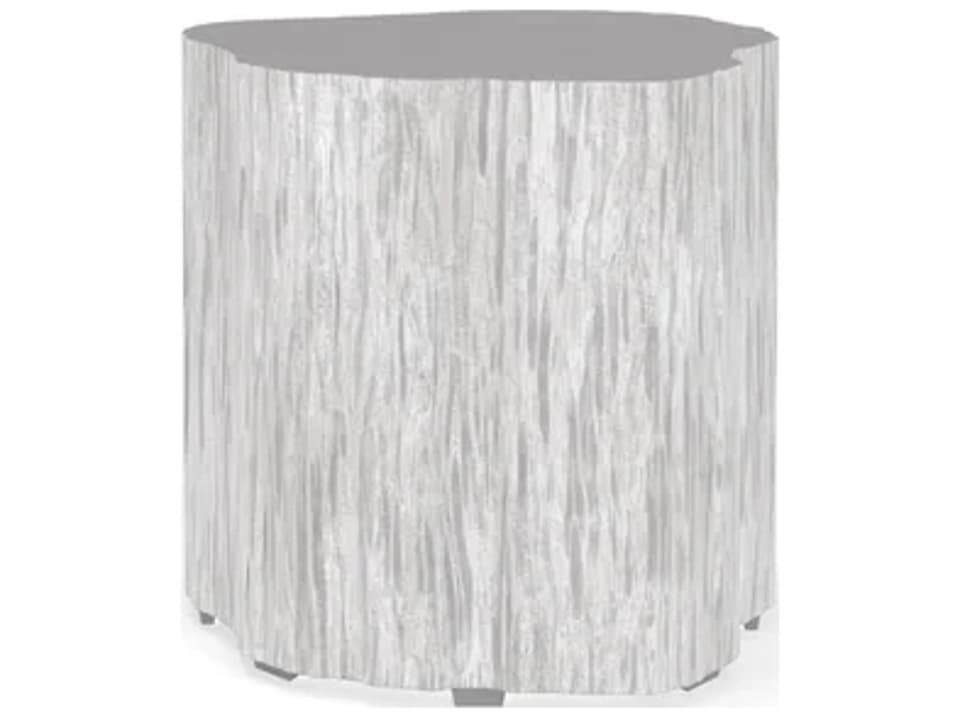 Tree Trunk Round End Table in Bone White