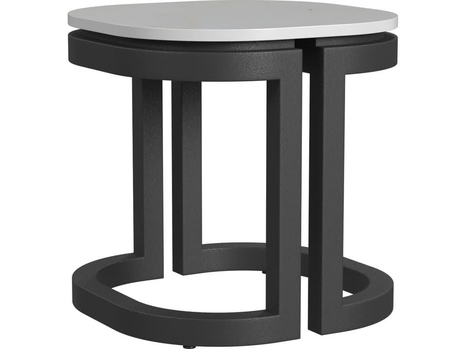 Malibu Square End Table with Sintered Stone Top in Matte Coal
