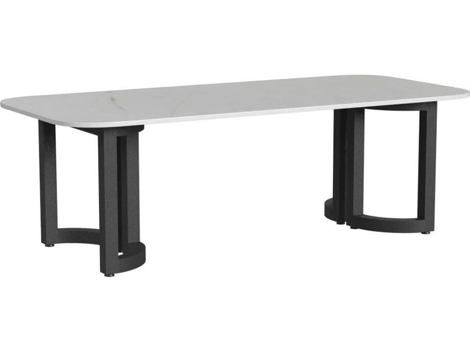 Malibu 96 Inch Rectangular Sintered Stone Dining Table in Matte Coal