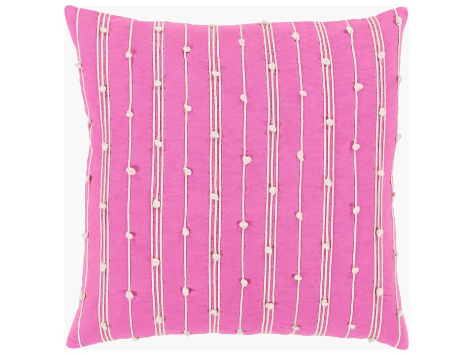 Accretion Hand Embroidered Cotton Accent Pillow in Purple and Cream