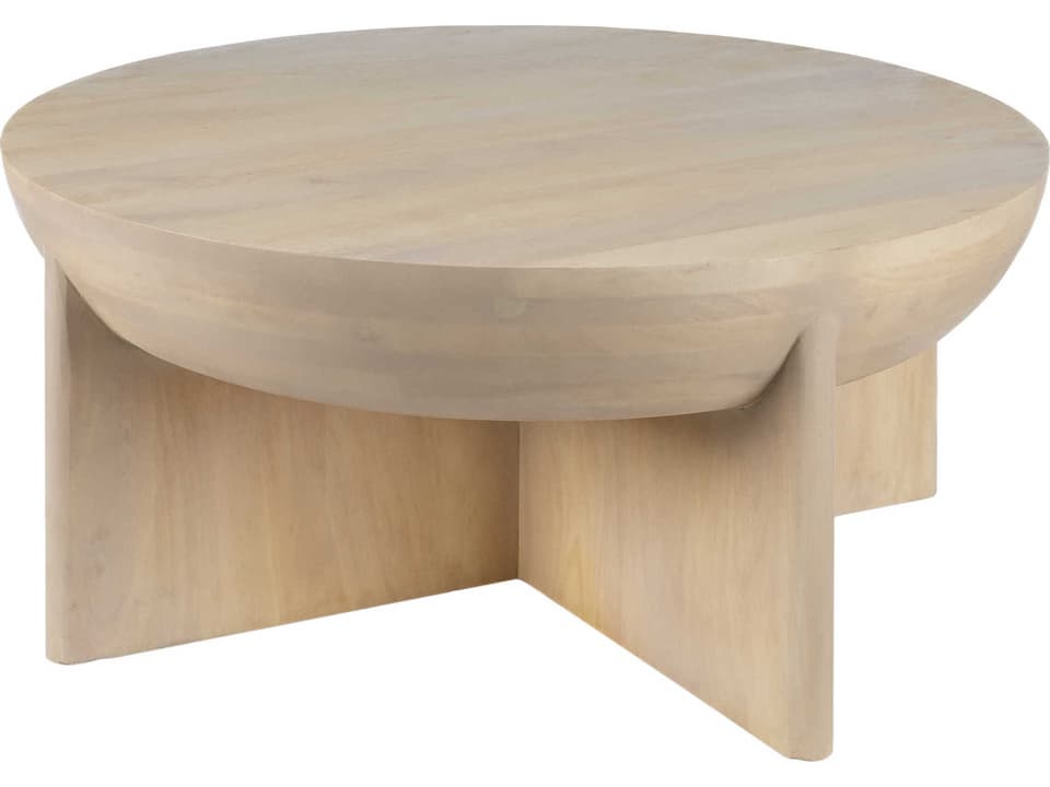 Amari Round Coffee Table in Ivory Mango Wood