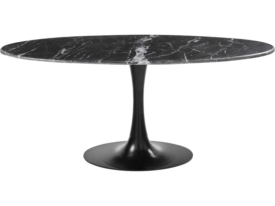 Anatalia 72-Inch Oval Dining Table with Black Polished Marble Top