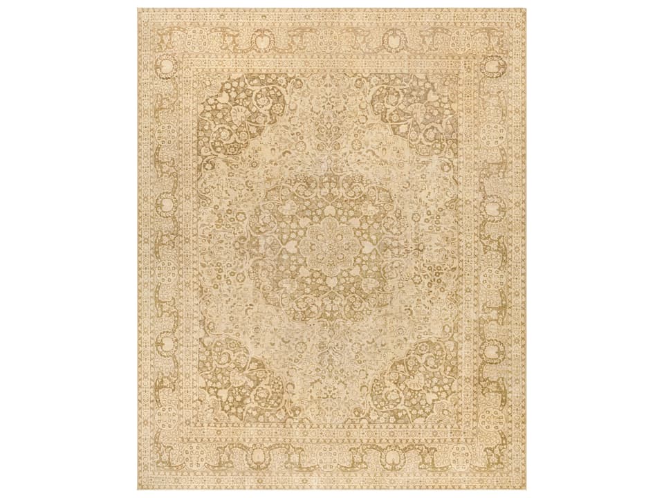 Antique One Of A Kind Hand-Knotted Wool and Cotton Rectangular Area Rug 11' x 13'8"