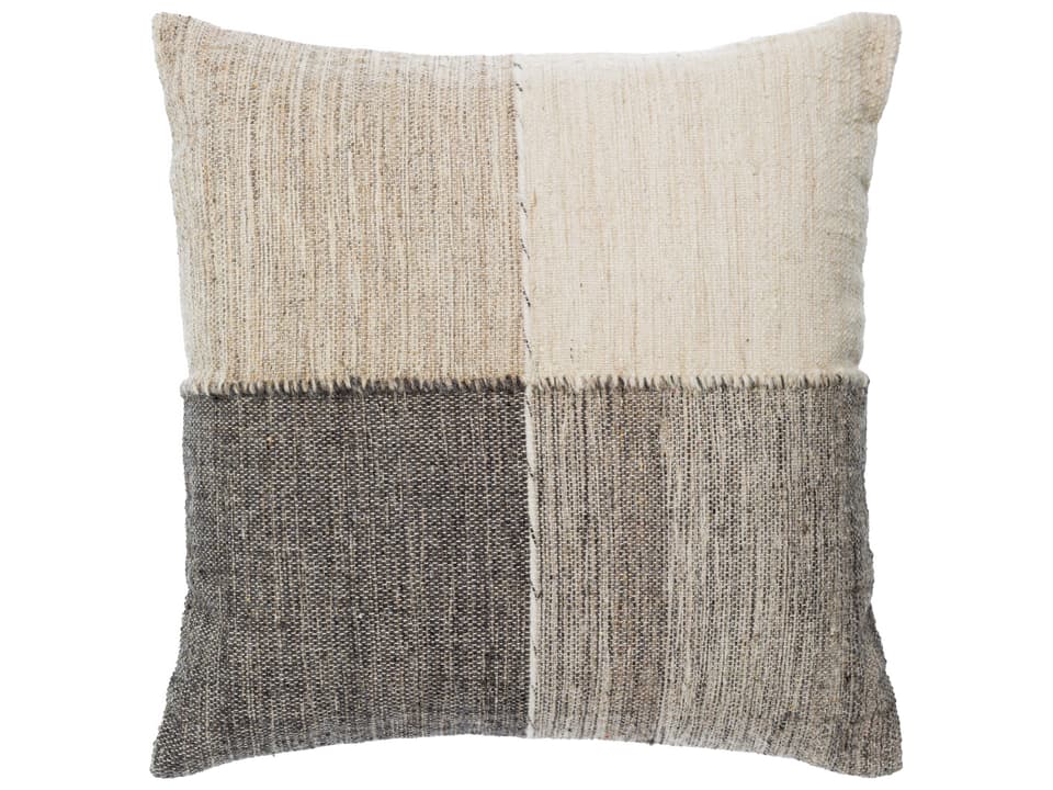 Bartram Cream Wool Blend Patchworked Lumbar Pillow