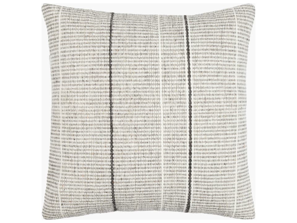 Borderline Woven Accent Pillow with Wool and Cotton