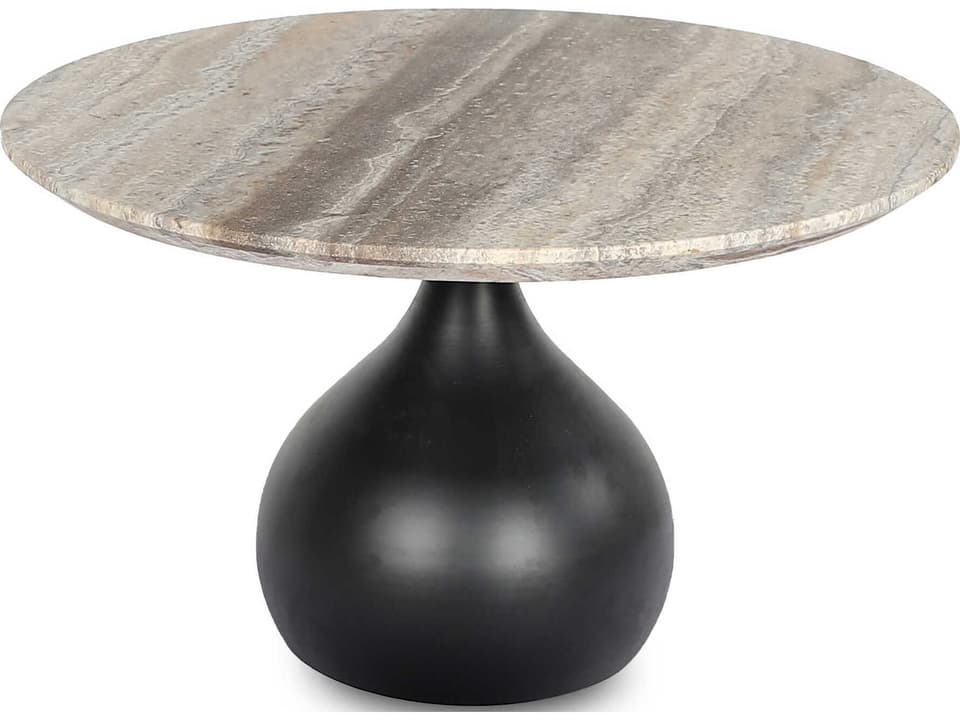 Bolb Round Stone Cream Black Coffee Table