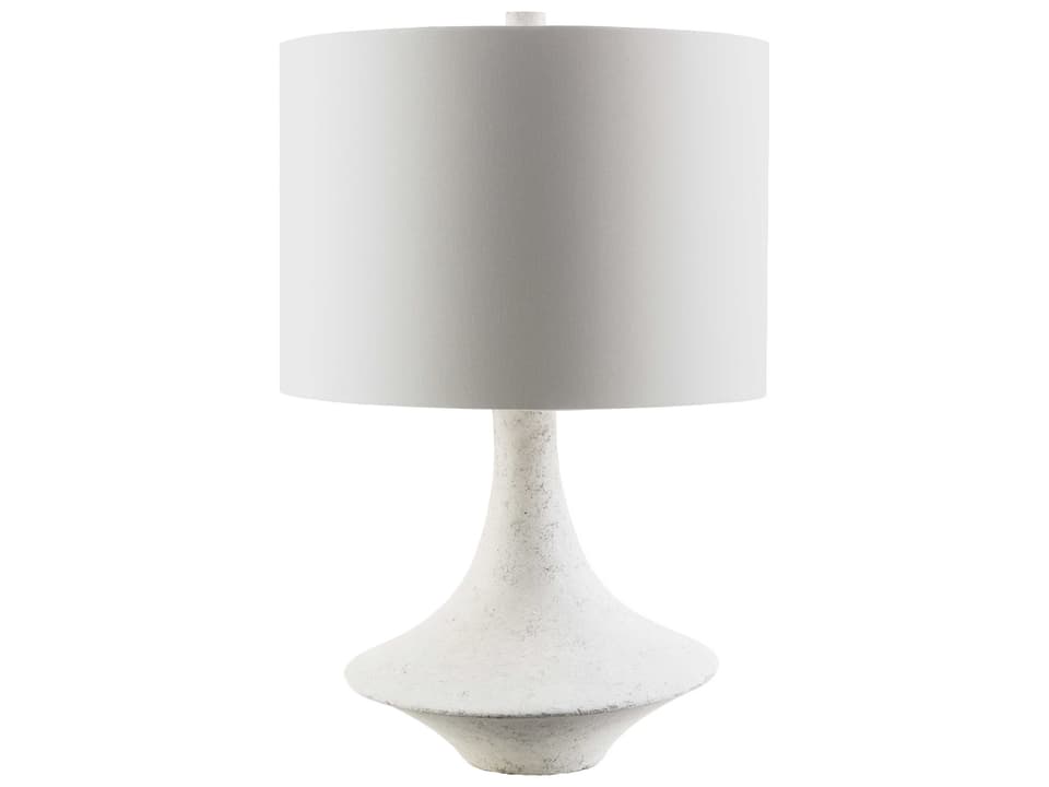Bryant Modern Table Lamp with Concrete Finish Resin Base and Cotton Shade