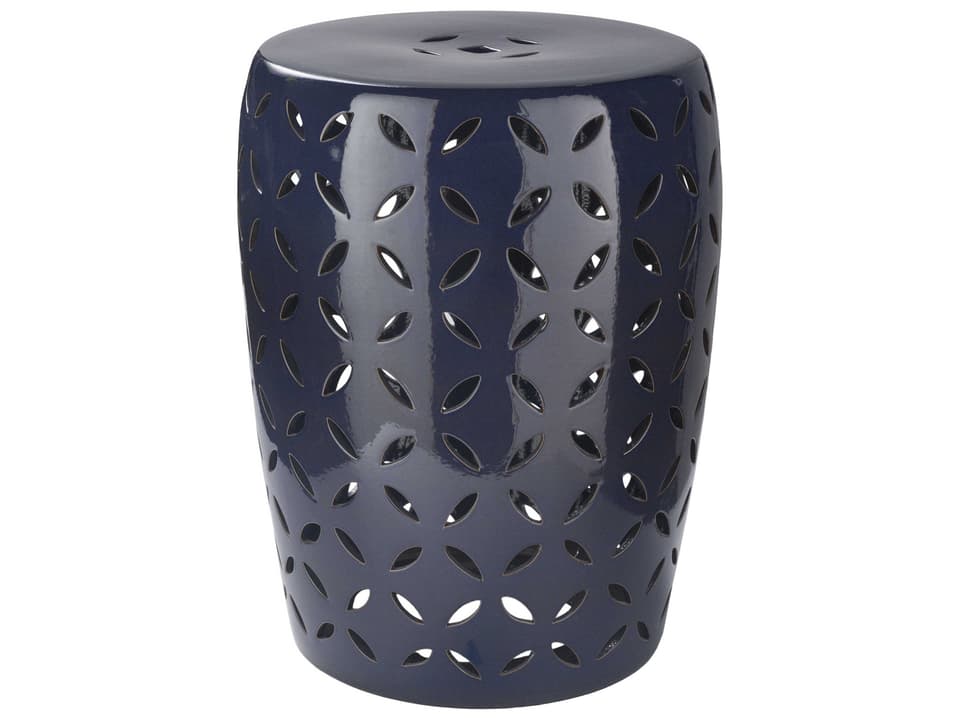 Chantilly Ceramic Garden Stool in Navy Blue Glaze