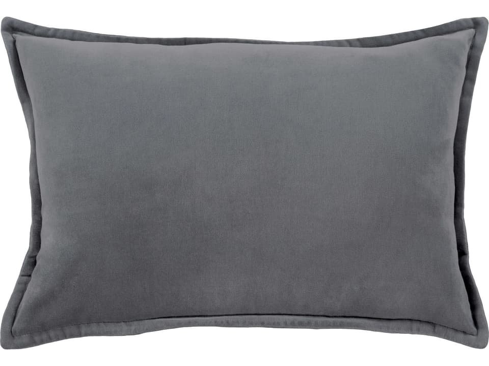 Cotton Velvet Square Accent Pillow with Polyester Fill in Charcoal