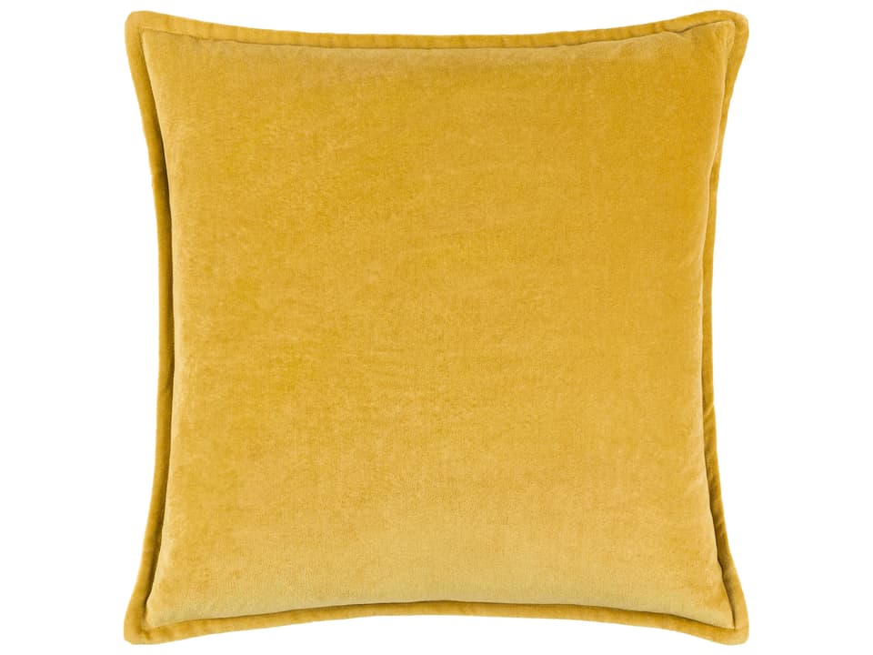 Cotton Velvet Yellow Square Accent Pillow