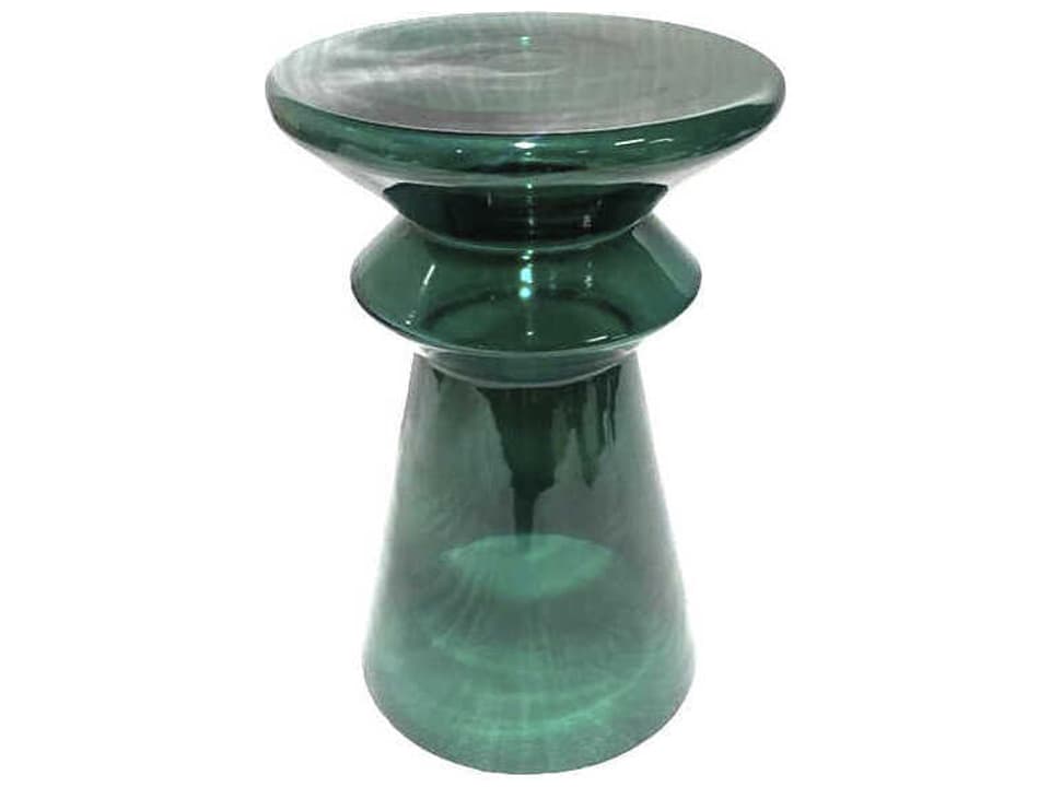 Donora Round Glass Green End Table Minimalist Modern