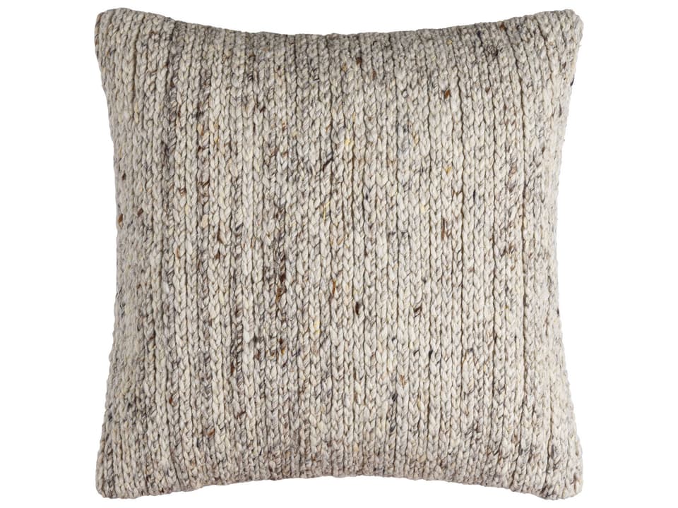 Derby Accent Pillow in Oatmeal and Dark Brown with Wool and Cotton
