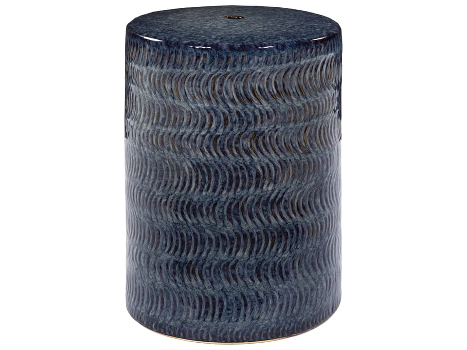 Faith 18-Inch Global Inspired Blue Glazed Ceramic Outdoor Garden Stool