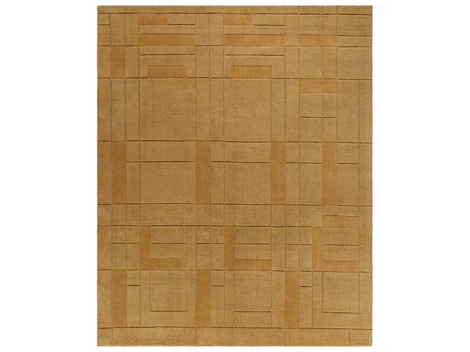 Luxuries FLW-2301 Hand Loomed Wool Area Rug in Camel and Tan