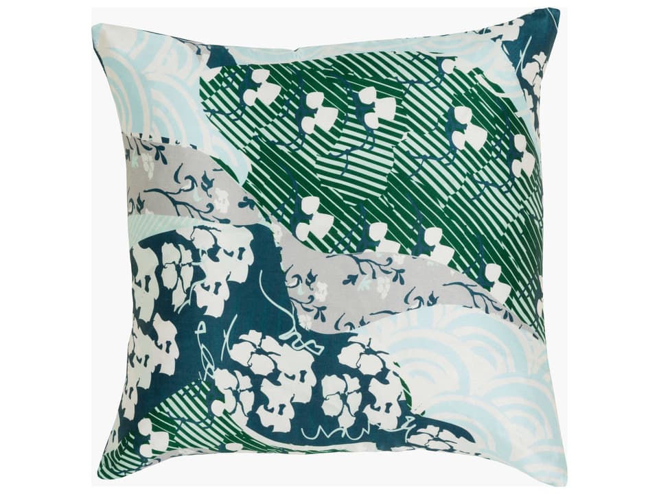 Geisha Woven Silk Accent Pillow in Dark Green