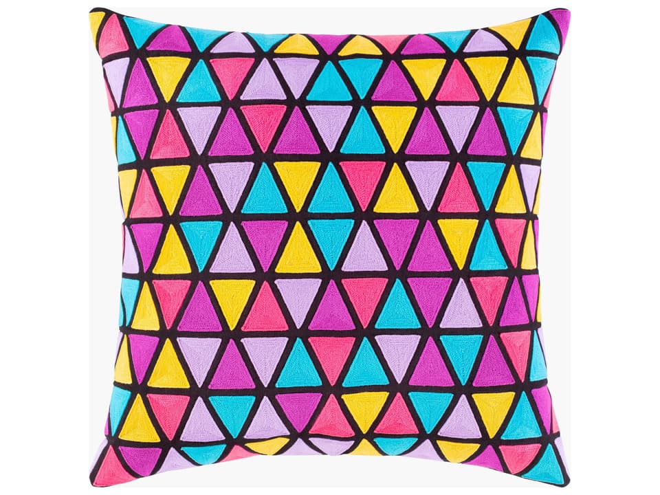 Geometry Accent Pillow in Black Sky Blue Bright Purple Bright Pink