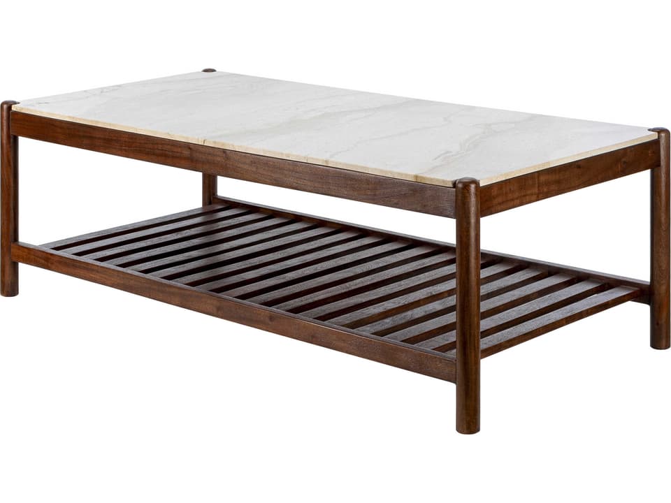 Guapa Rectangular Coffee Table with Marble Top and Acacia Base