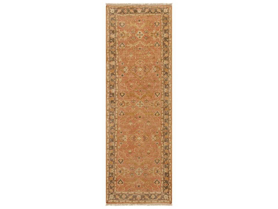 Hillcrest Hand Knotted Traditional Wool Area Rug Runner in Brown