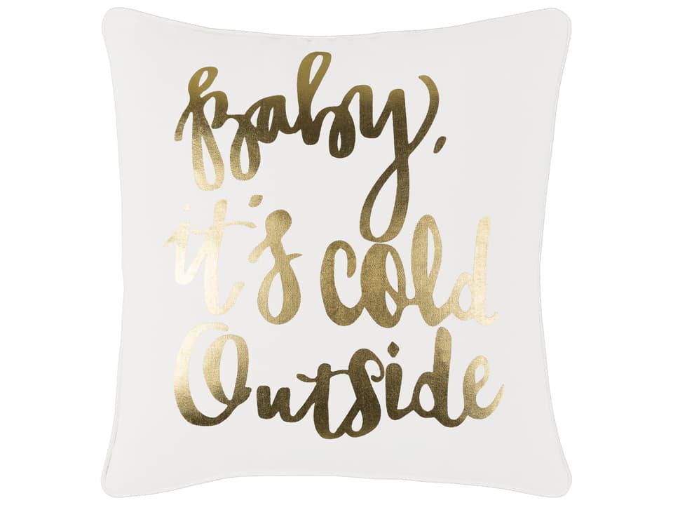 Holiday Accent Pillow in Ivory and Metallic Gold with Piping