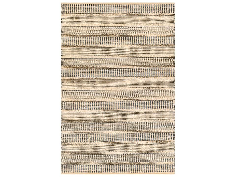 Aria Hand Woven Jute Rayon Area Rug in Denim Dark Blue Beige