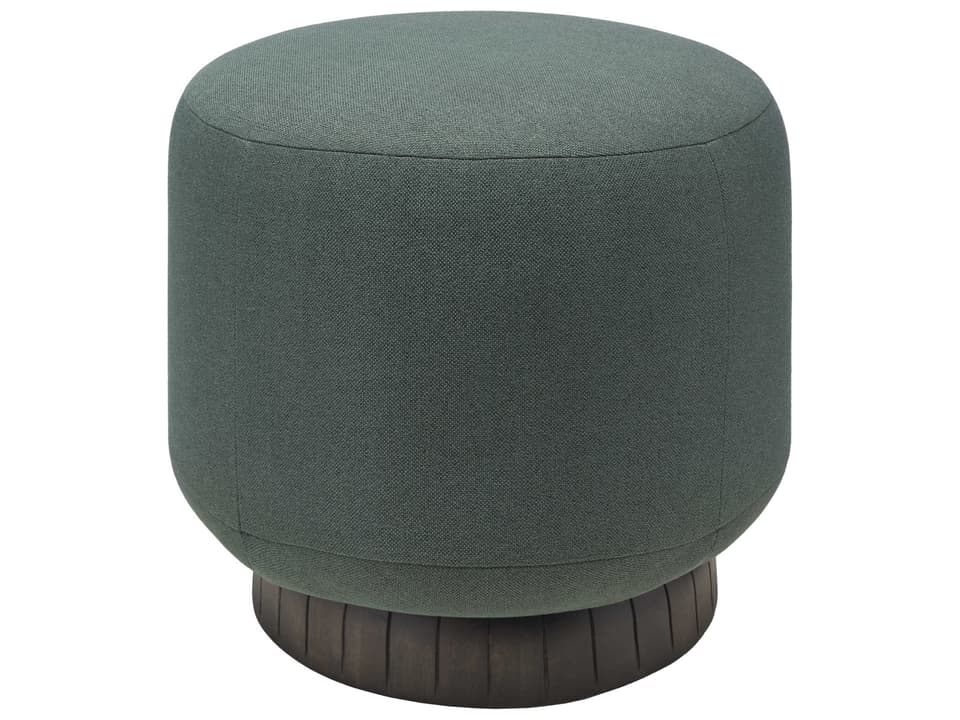 Jayde Upholstered Ottoman in Brown Green with Acacia Base
