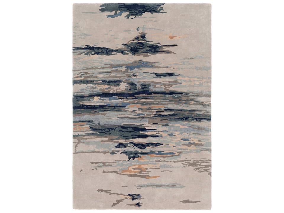 Kavita Abstract Hand Tufted Area Rug in Taupe Navy