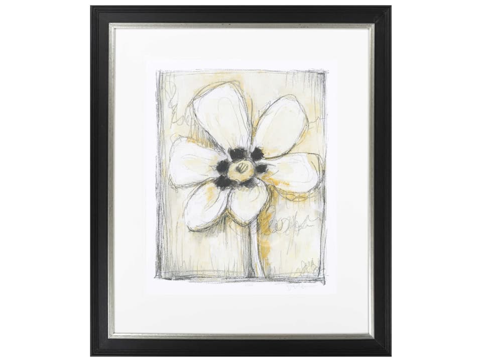 Wall Decor LJ-4107 Framed Art with Black and White Floral Print