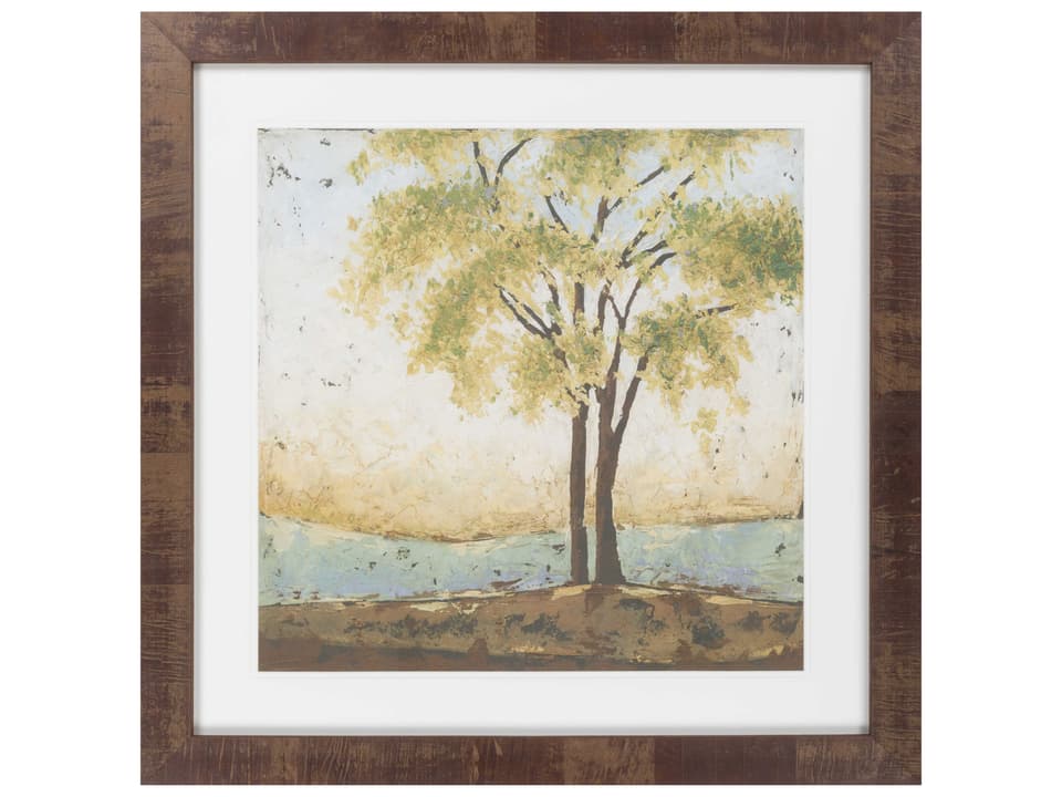 Wall Decor LJ-4145 Framed Art with Tree and Mountain Design 34 x 34 Inch