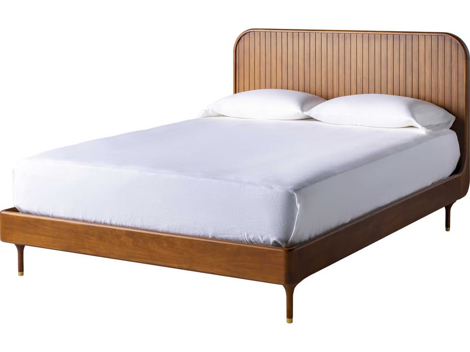 Madri King Wood Bed Modern Minimalist Design Brown