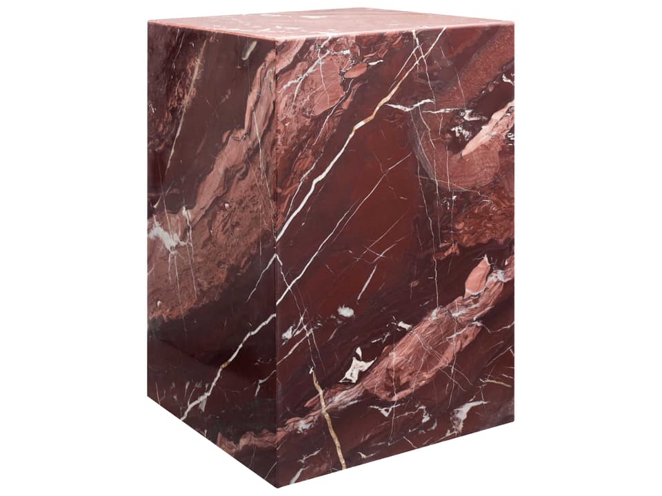Metier Square Red Marble End Table Minimalist Modern Design