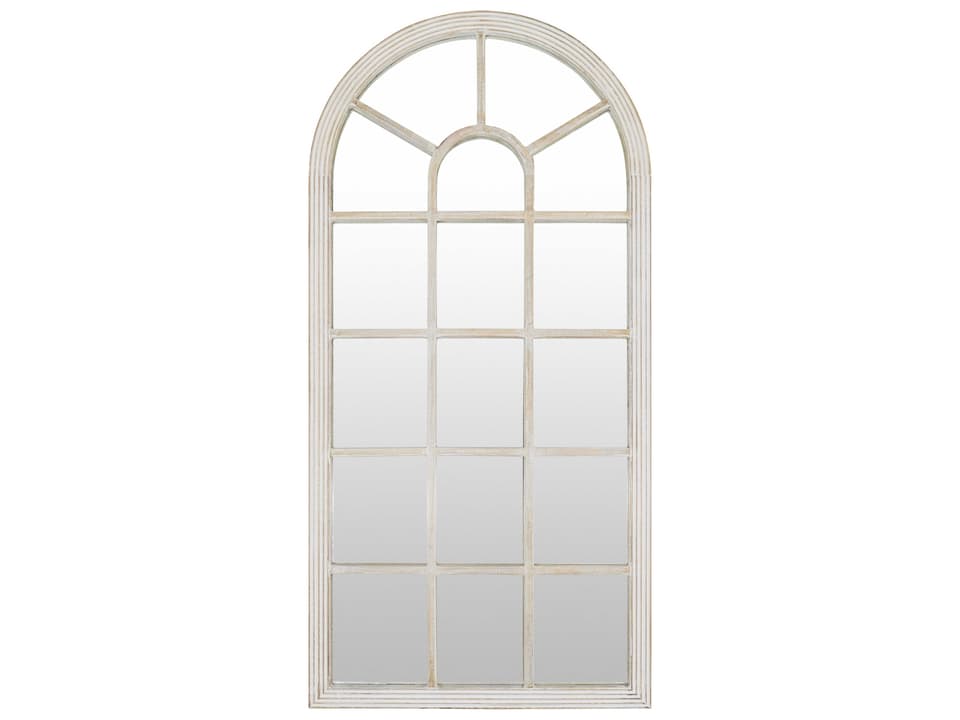 Nahla Arch Top Full Length Mirror in Weathered White Mango Wood