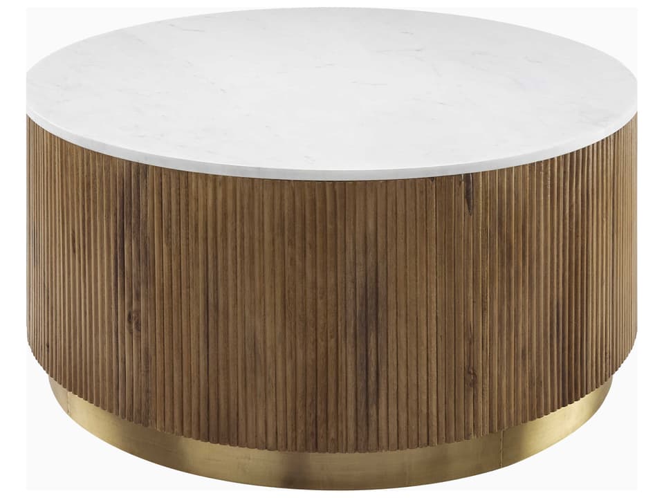 Nems Round Marble White Brown Gold Coffee Table