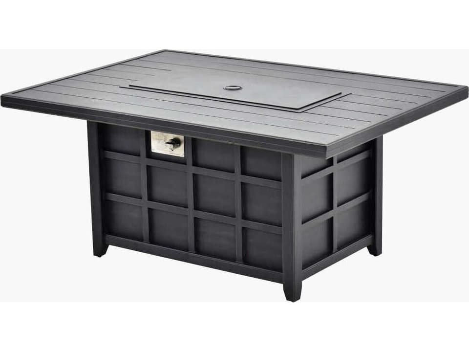 Fairborn Rectangular Fire Pit Table in Black Hand Painted Aluminum