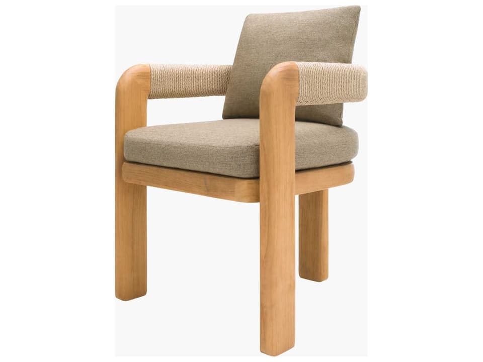 Palma Teak Dining Chair with Sunbrella Cushion in Taupe