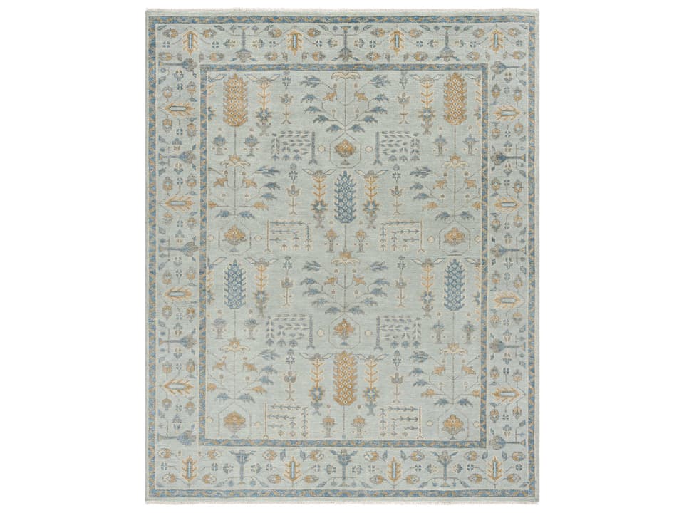 Riviera Hand Knotted Wool and Cotton Area Rug with Fringe